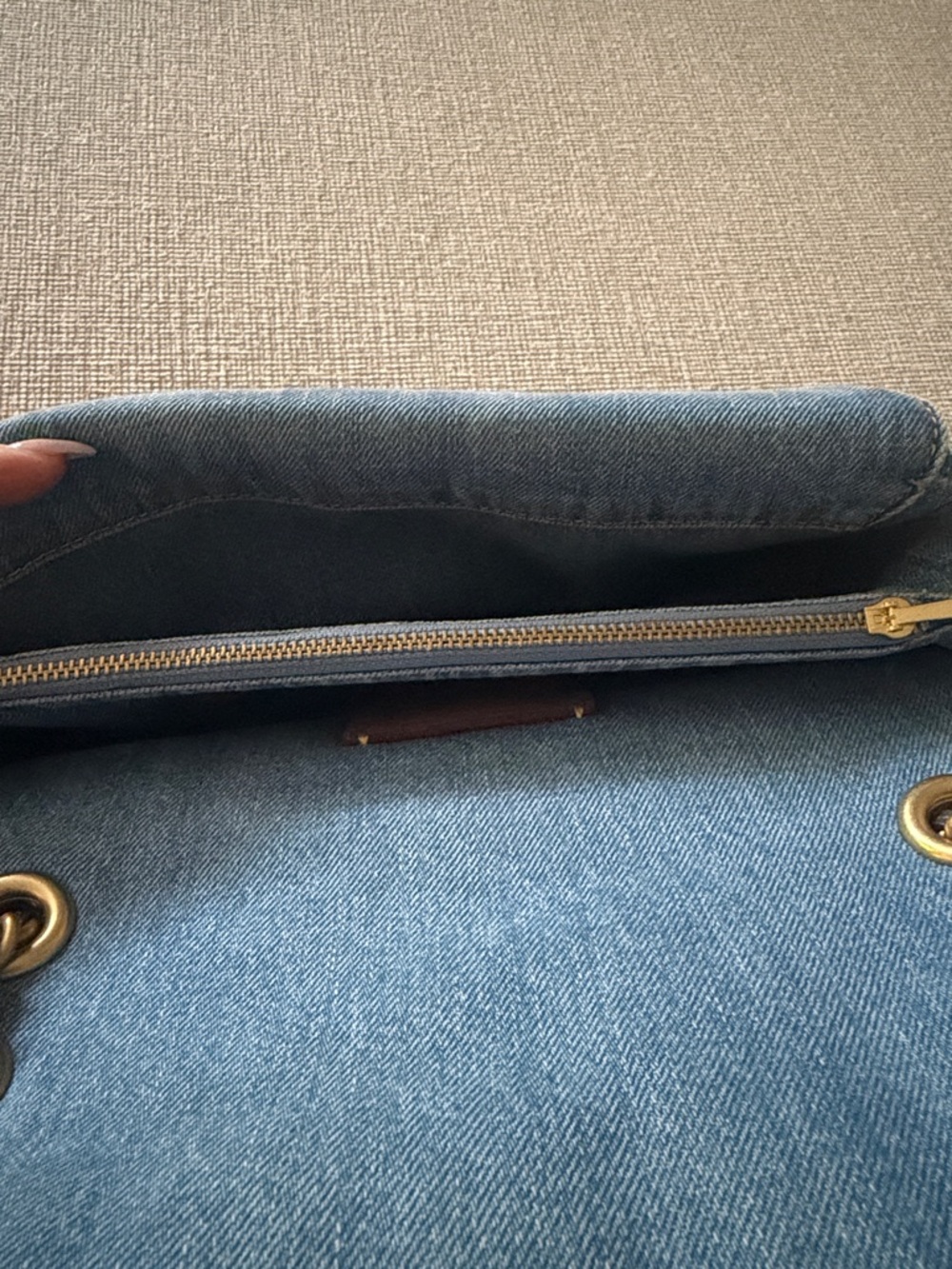 Coach Quilted Denim Shoulder Bag in Light Blue with Gold Hardware - Picture 2 of 5